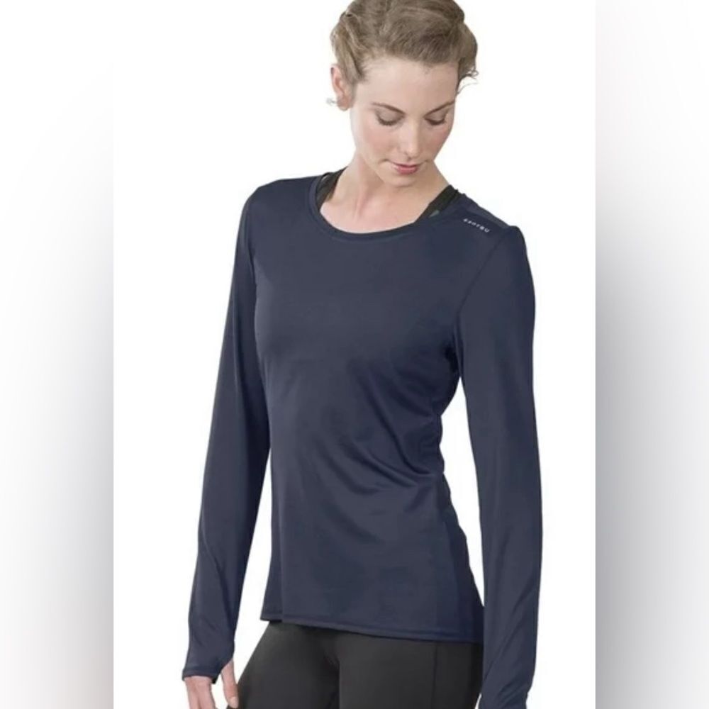 Soybu Endurance Navy Long-Sleeve T-Shirt with Back Mesh Reflective Insert. Large